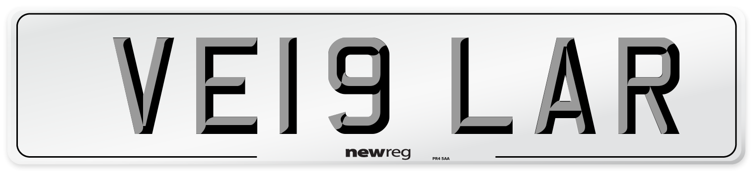 VE19 LAR Number Plate from New Reg
